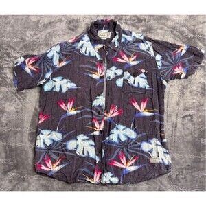 Billabong Men's M Blue Floral Birds of Paradise Shirt | Tropical Print
